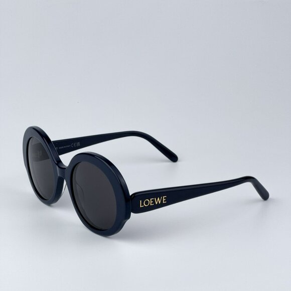 Loewe LW40135I SLIM 90A BRAND NEW Sunglasses Shiny Blue Smoke Round Women - Picture 4 of 9